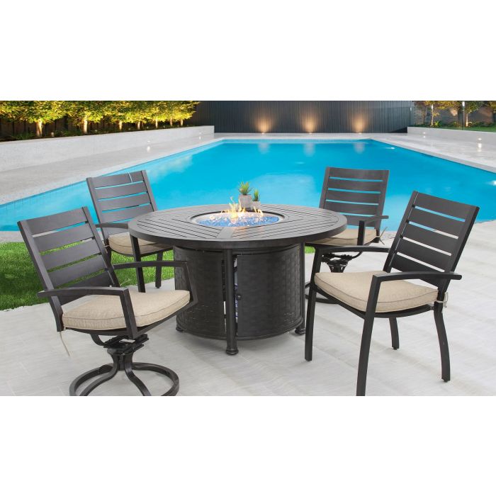 Small Quincy Outdoor Patio 5pc Dining, 50 Inch Dining Table Set